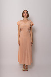 Vintage 1930s Silk Peach Maxi Dress