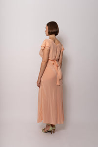 Vintage 1930s Silk Peach Maxi Dress