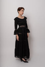 Load image into Gallery viewer, Elegant 1970&#39;s Mexican Dress in Rare Black Cotton