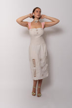 Load image into Gallery viewer, Antique Early 1900s White Paneled Dress with Floral Cutwork and Silk Straps