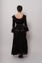 Load image into Gallery viewer, Elegant 1970&#39;s Mexican Dress in Rare Black Cotton