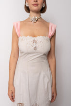 Load image into Gallery viewer, Antique Early 1900s White Paneled Dress with Floral Cutwork and Silk Straps