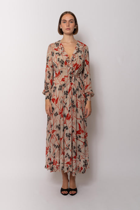 Vintage 1930s Printed Silk Chiffon Gown