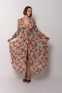 Vintage 1930s Printed Silk Chiffon Gown