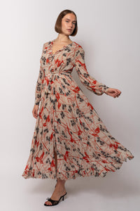 Vintage 1930s Printed Silk Chiffon Gown