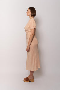 Vintage 1930s Peach Silk Maxi Dress