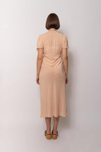 Vintage 1930s Peach Silk Maxi Dress