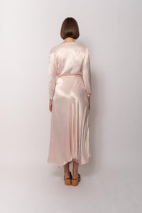 Vintage 1930s Blush Satin Maxi Gown