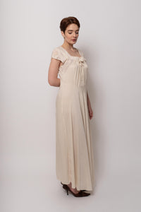 Vintage 1930s Cream Silk Full Length Gown