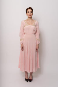 Vintage 1930s Blush Silk Maxi Gown