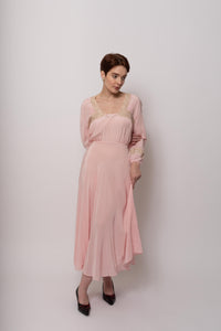 Vintage 1930s Blush Silk Maxi Gown