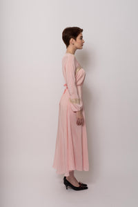 Vintage 1930s Blush Silk Maxi Gown