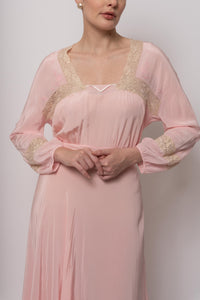 Vintage 1930s Blush Silk Maxi Gown