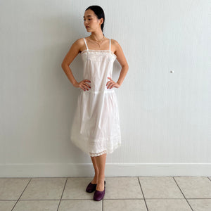 Antique 1920s white cotton batiste dress