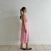 Load image into Gallery viewer, Vintage 1950s pink print rayon lace slip dress