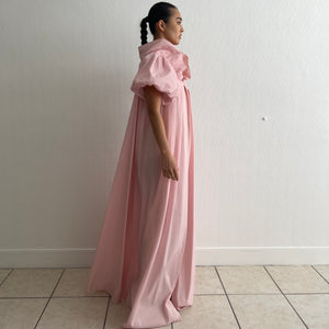Vintage 1950s pink glamorous robe puffed sleeves
