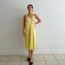 Load image into Gallery viewer, Vintage 30s liquid satin lace lemon dyed dress