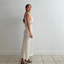 Load image into Gallery viewer, Vintage 1990s silk pearl colored dress
