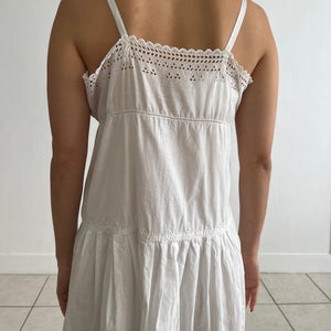 Antique 1920s cotton white dress with side closure