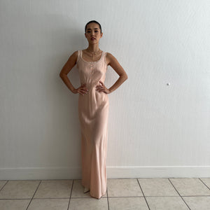 Vintage 1930s light peach silk dress