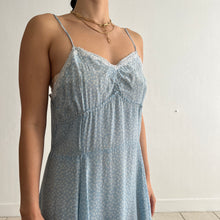Load image into Gallery viewer, Vintage 1930s silk blue polka dot slip dress
