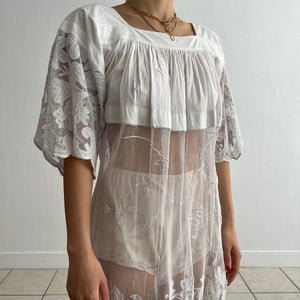 Antique 1920s cotton and lace sheer dress