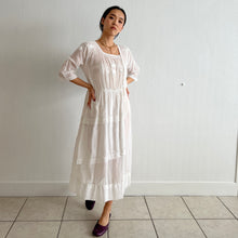 Load image into Gallery viewer, Antique white cotton voile and floral dress