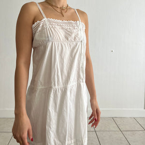 Antique 1920s cotton white dress with side closure