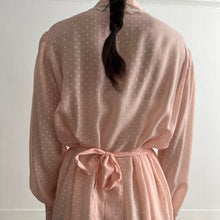 Load image into Gallery viewer, Vintage 1950s silk pink polka dot long sleeves dress