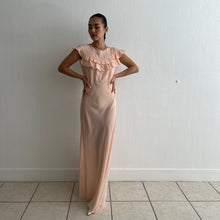 Load image into Gallery viewer, Vintage 1930s silk peach ruffled dress