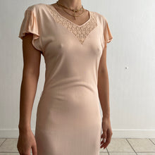 Load image into Gallery viewer, Vintage light peach nylon lace dress