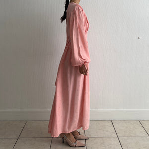 Vintage 1930s pink floral long sleeves dress