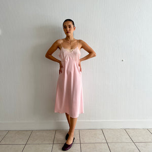 Vintage 1950s pink satin bows slip dress