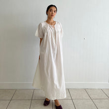 Load image into Gallery viewer, Antique white cotton dress with pink ribbon