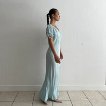 Load image into Gallery viewer, Vintage 1930s blue short sleeves silk dress