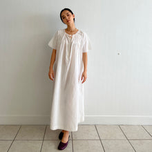 Load image into Gallery viewer, Antique white cotton dress with pink ribbon
