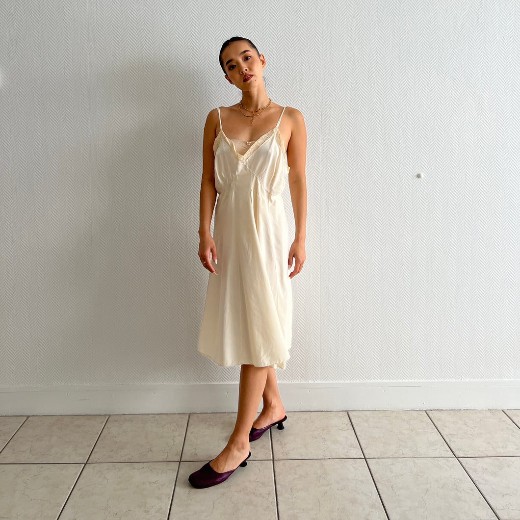 Vintage 1940s cream silk slip dress