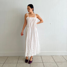 Load image into Gallery viewer, Antique 1920s cotton white dress eyelet lace