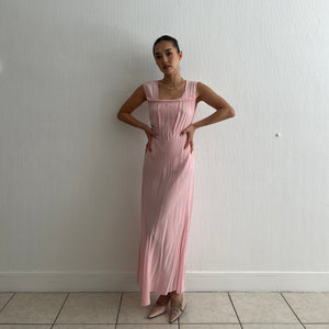 Vintage 1930s pink rayon slip dress