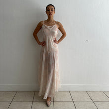 Load image into Gallery viewer, Vintage 1990s white floral sheer slip dress