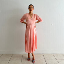 Load image into Gallery viewer, Vintage 1940s peach satin dress