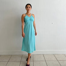 Load image into Gallery viewer, Vintage 30s liquid satin tropical blue dyed slip dress