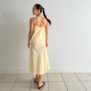 Vintage 1930s yellow silk and lace slip dress