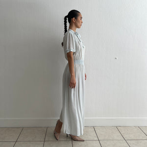 Vintage 1930s sky blue silk dress smocked