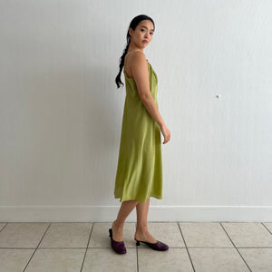 Vintage 30s silk avocado dyed slip dress