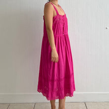 Load image into Gallery viewer, Antique Edwardian eyelet lace fuchsia dyed cotton dress