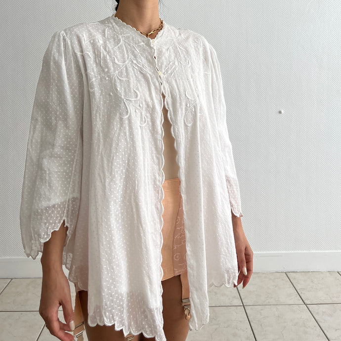 Antique Edwardian plumetis cotton white blouse