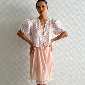 Vintage light pink lace rayon skirt