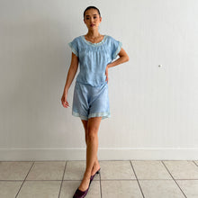 Load image into Gallery viewer, Vintage 1930s satin blue summer pajamas