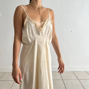 Vintage 1940s cream silk slip dress